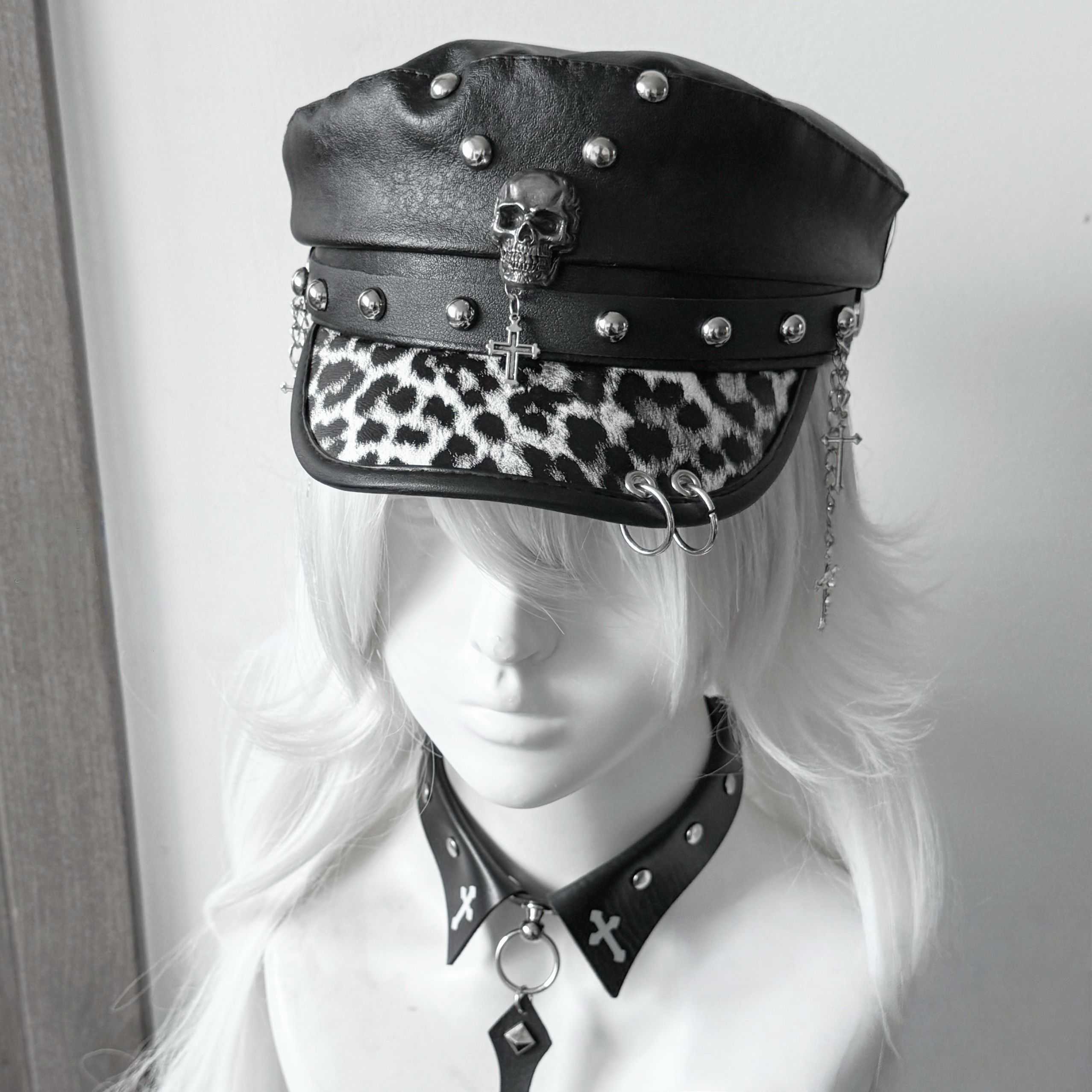 Y2K Goth Rivet Flat Top Cap