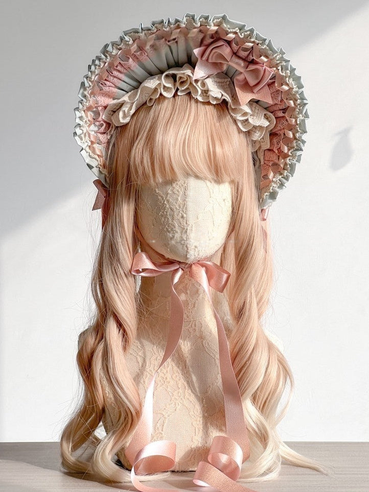 Lolita Kawaii Bear Pink & Green Hair Clip KC Bonnet LA1004