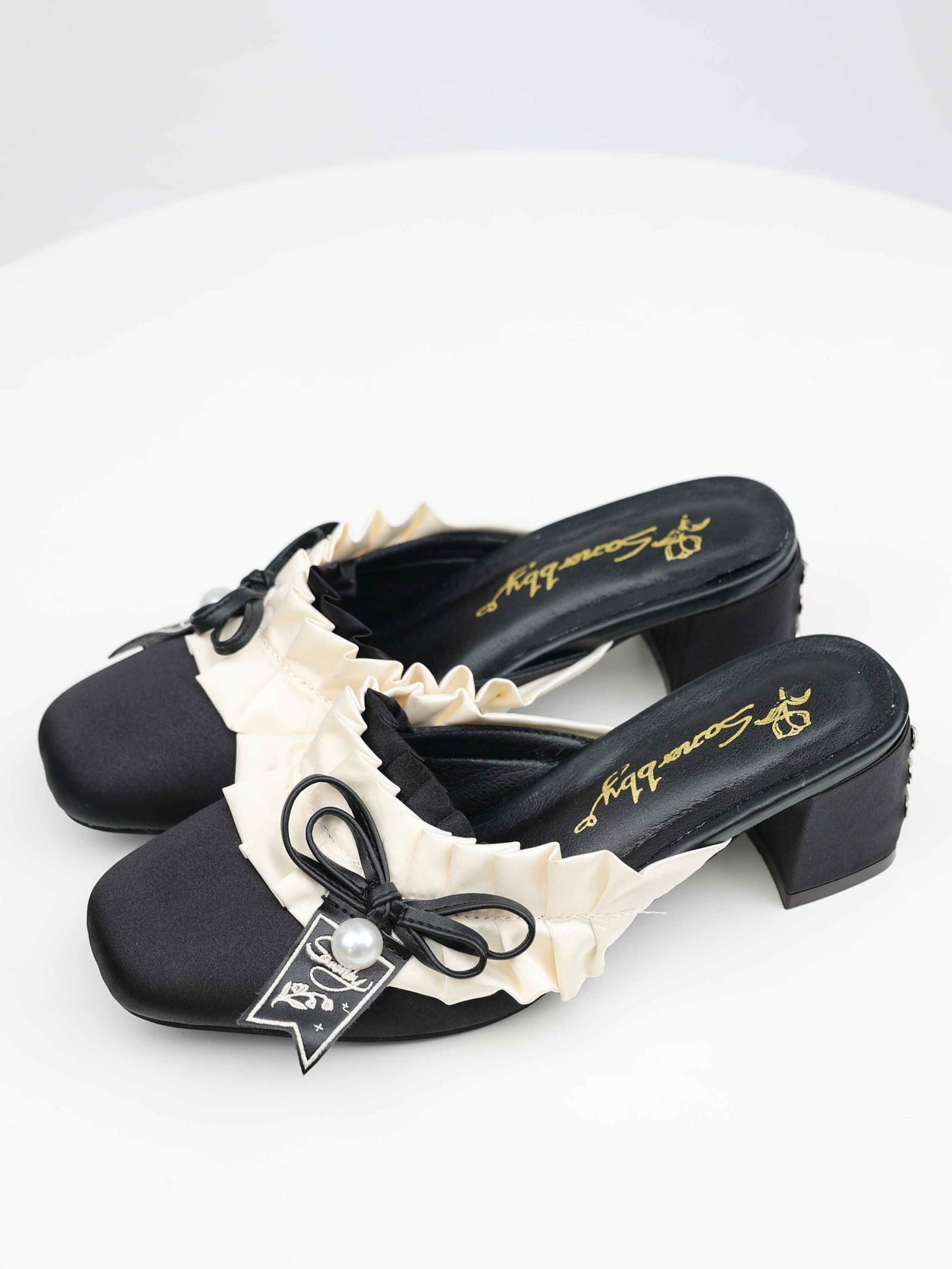 Lolita Sweet French Style Block Heel Mule Shoes