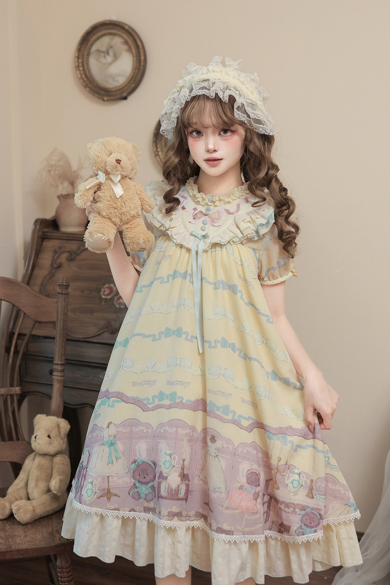Frosted Bear Dollhouse Antique Doll Lolita OP Dress