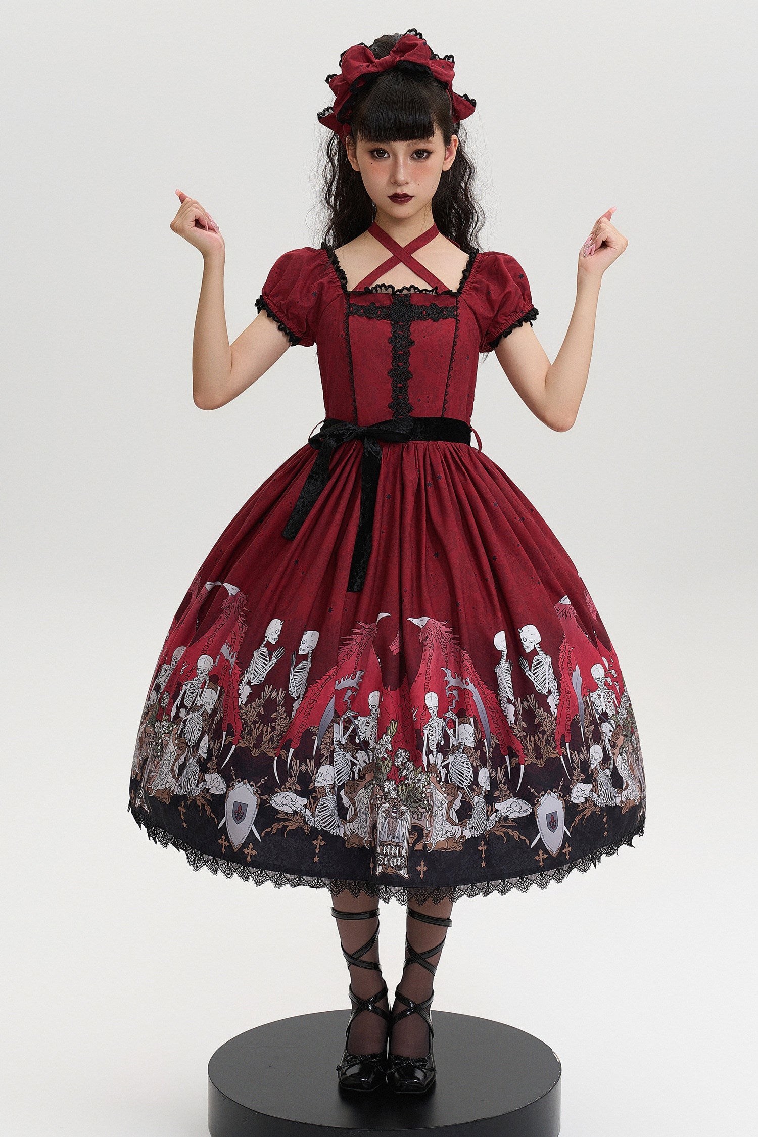 Dragon Bone Lily Lolita Gothic Red OP Dress