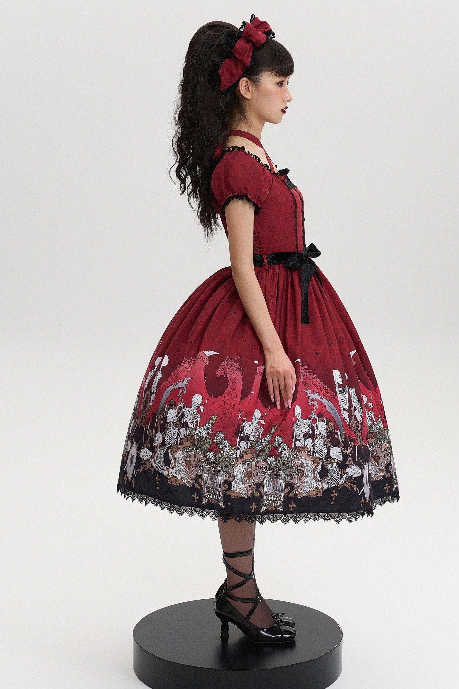 Dragon Bone Lily Lolita Gothic Red OP Dress