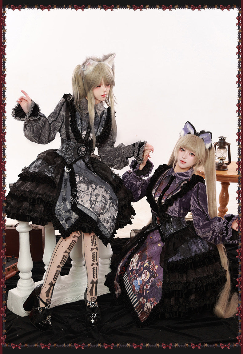 Werewolf Game Dark Gothic Fairy Tale Lolita Blouse & SK Skirt Set