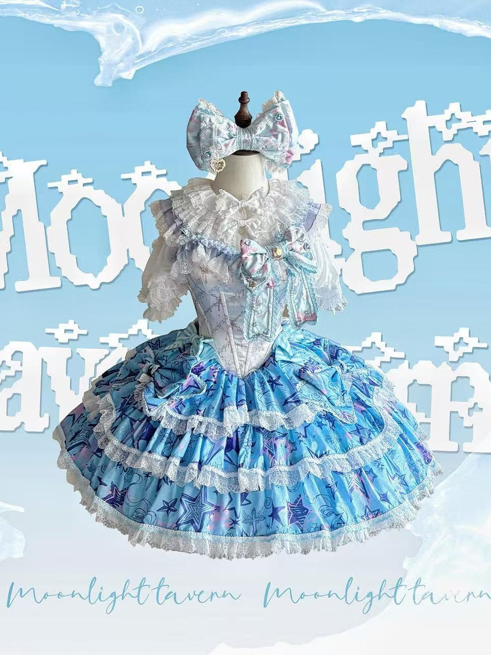 Sweet Fish Bone Print Ruffle Lolita JSK Dress