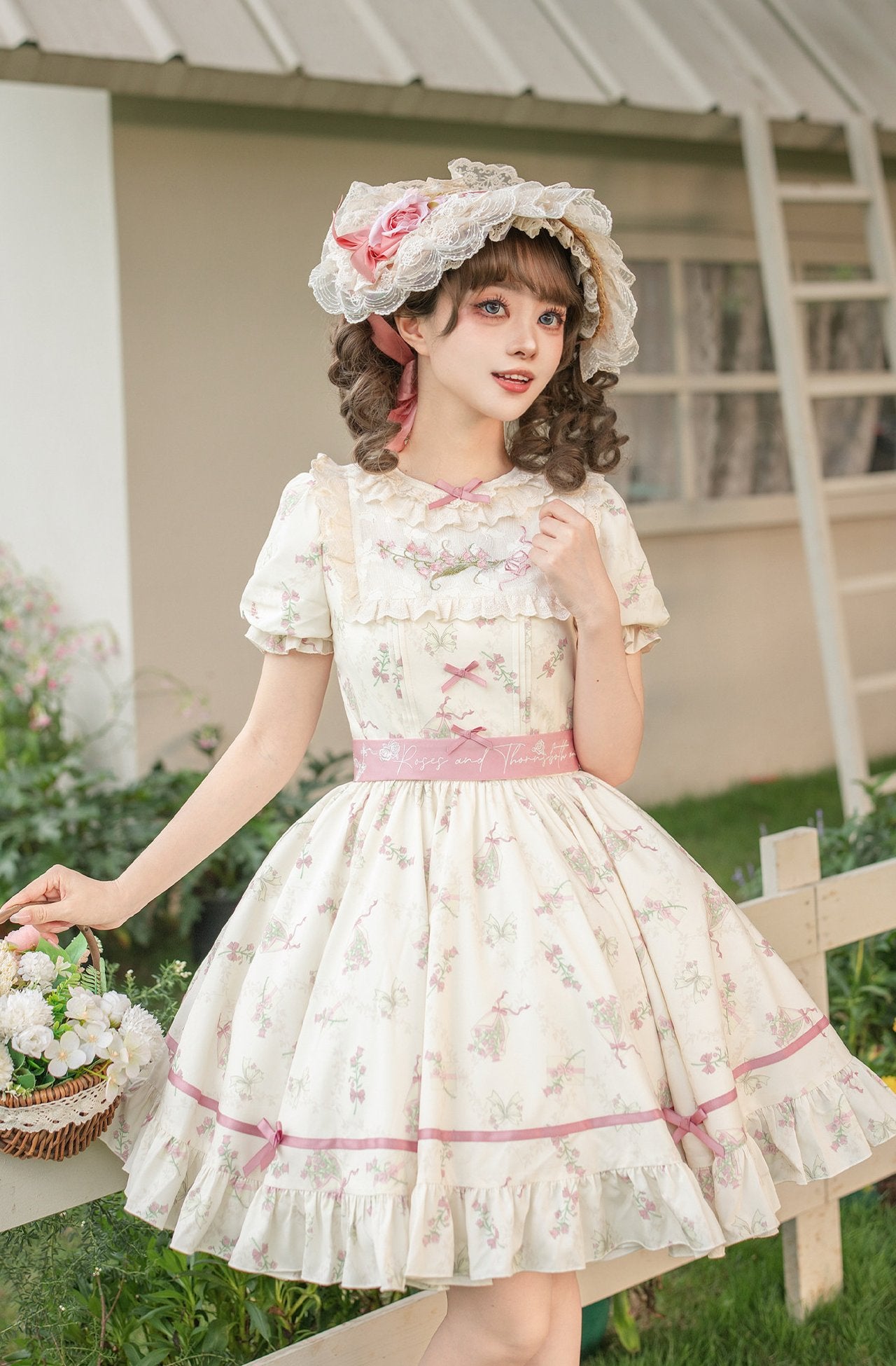 Fragrant Old Dream Pink Bellflower Embroidery Lolita OP & JSK Dress