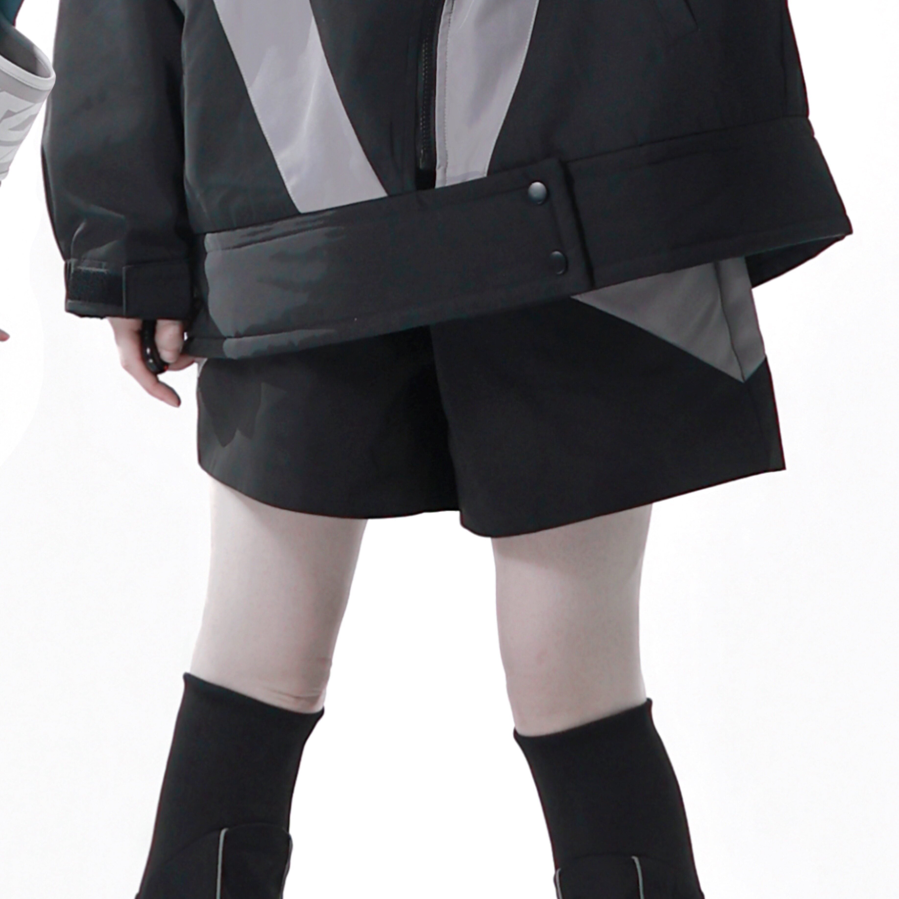 Dystopian Techwear Two-Piece Fleece-Lined Jacket and Shorts Set