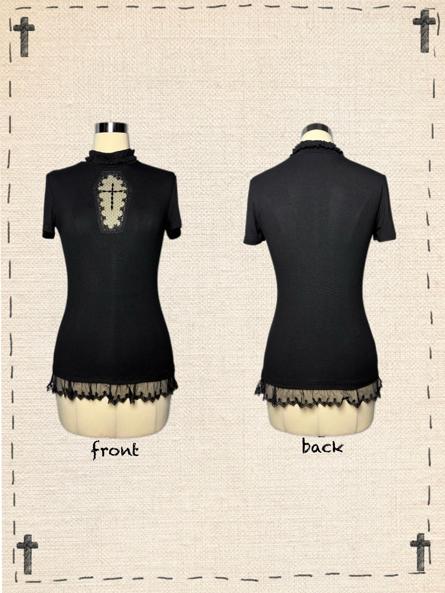 Gothic Cross Cut-Out Top & Skirt Set LE1036