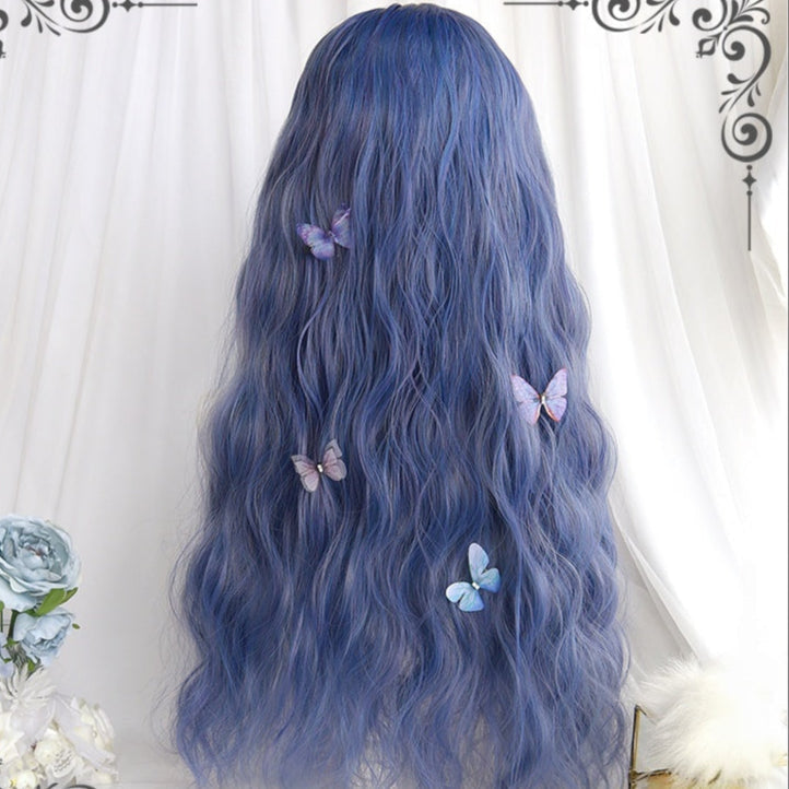 Long Wavy Ash Purple Wig