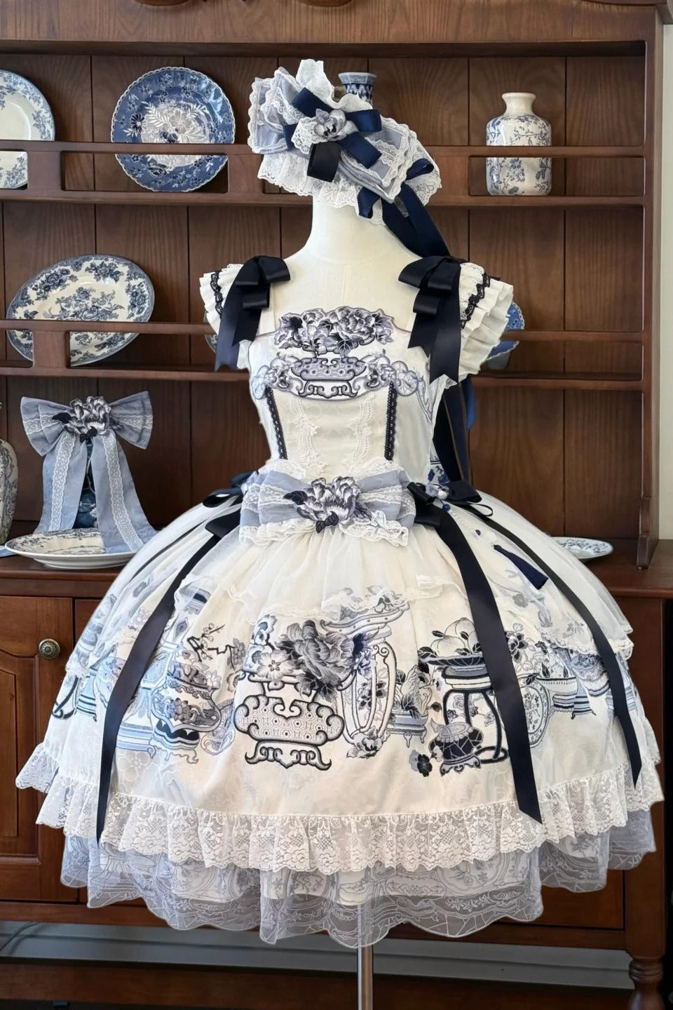 Celadon Jade Cup Japanese Style Blue JSK Dress