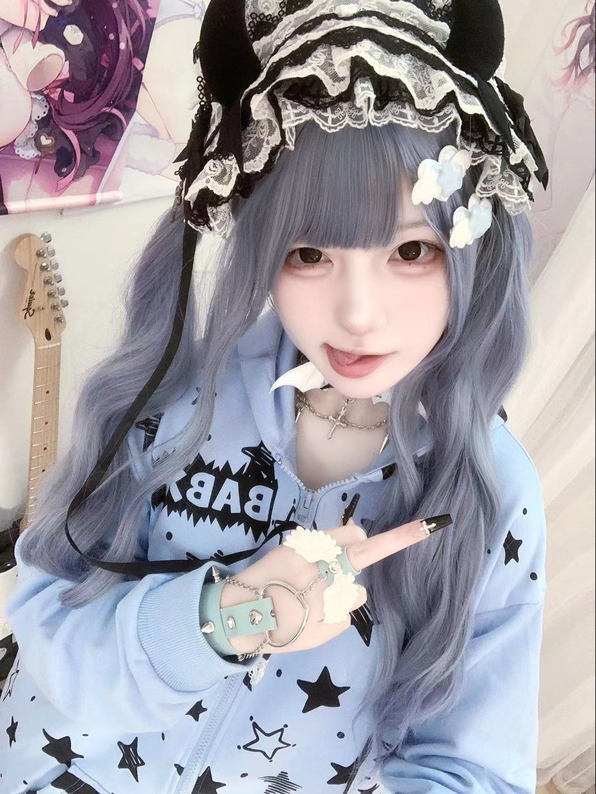 Y2K Cute Aqua Angel Wing Bracelet LE6011