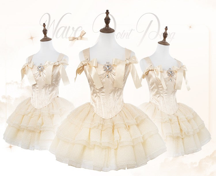 Cream Polka Dot French Ballet Dress