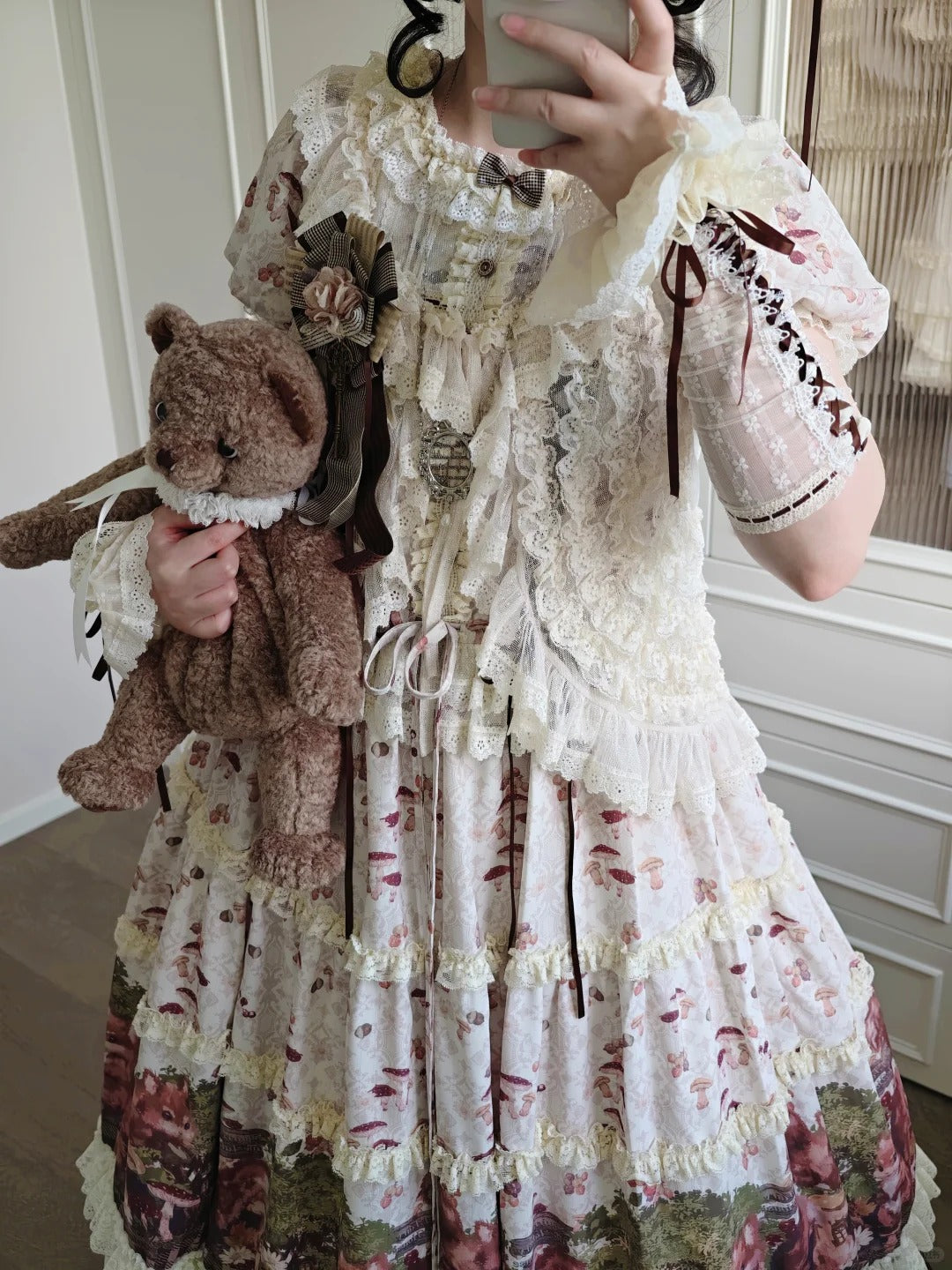 Magic Telegram Squirrel Fairytale Cottage Lolita Long OP