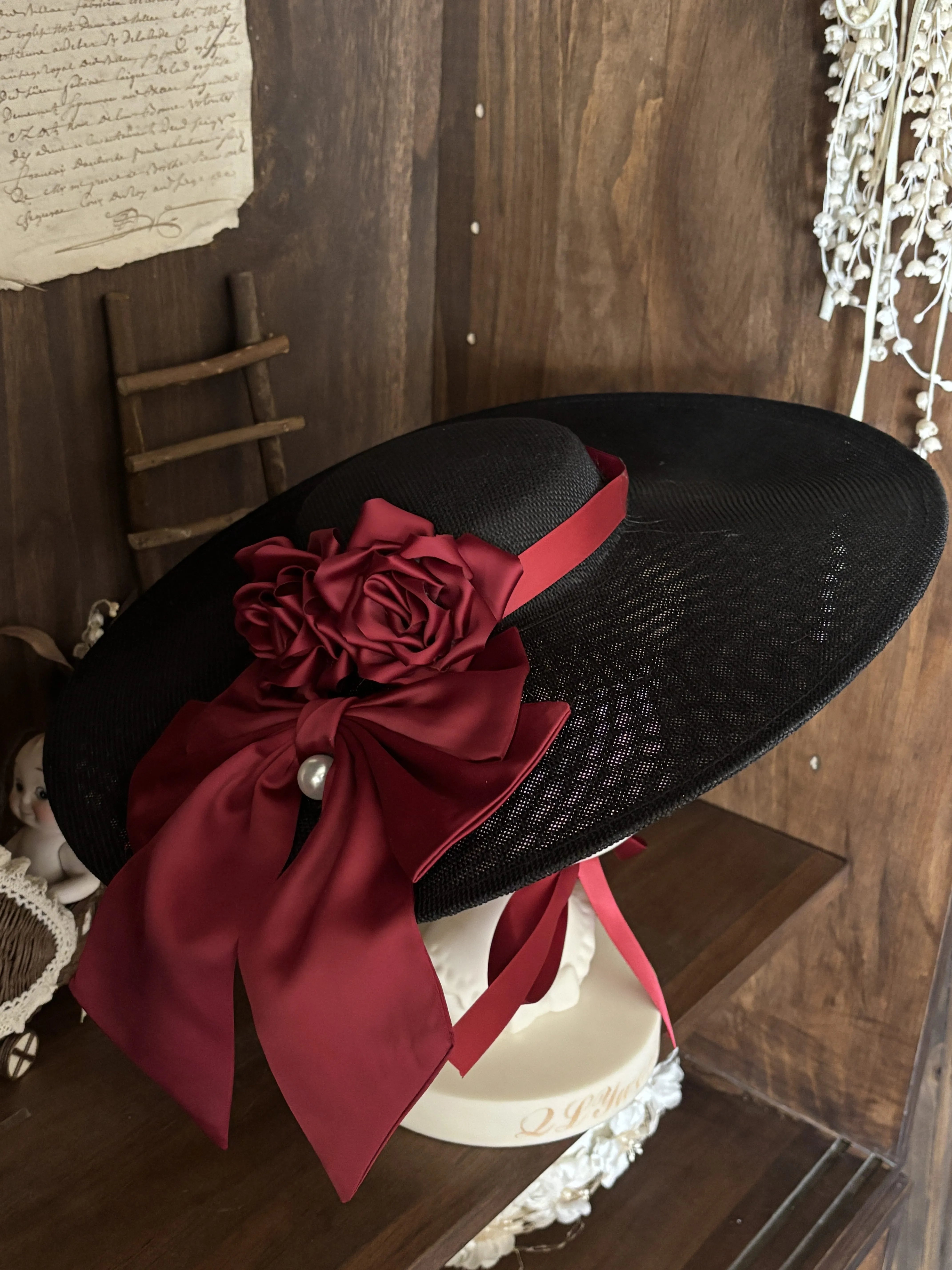 Rose 3D Floral Pearl Gothic Lolita Ball Gown OP Dress