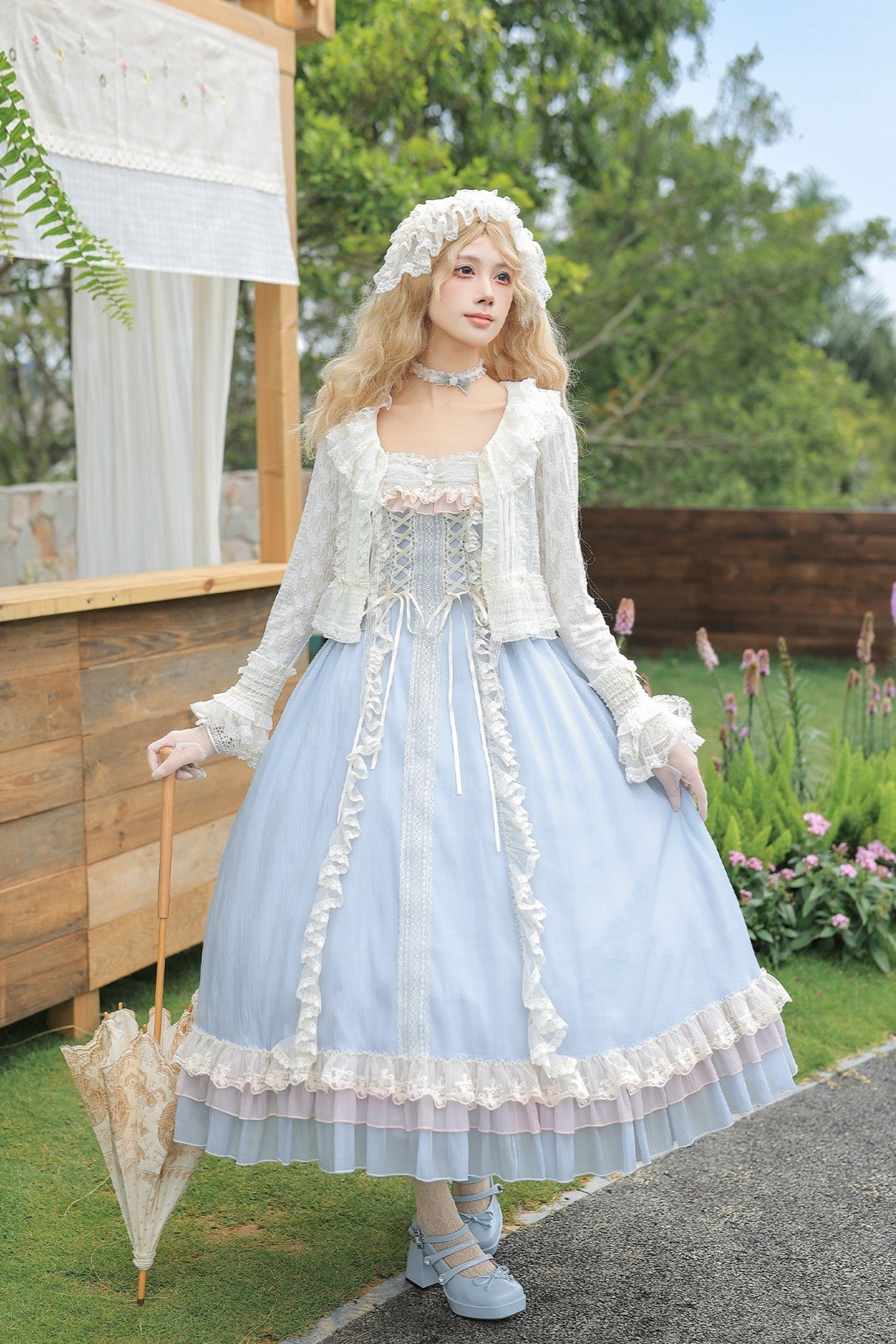Island Diary Blue Romantic Flutter Sleeve Lolita JSK Dress