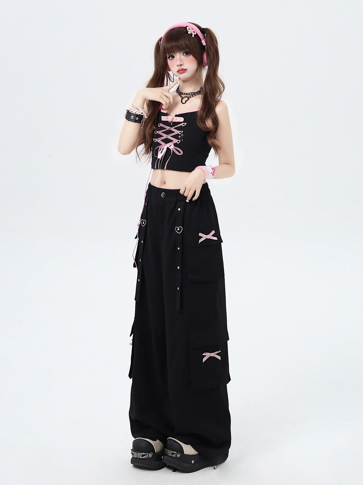 Y2K Trendy Sweet Goth Baggy Cargo Pants LE1023