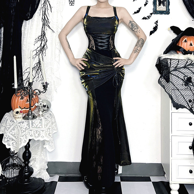 Lolita Gothic Halloween Witch fishtail dress set LG1015
