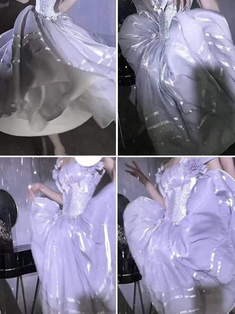 Lolita Silver White Satin Ballet Dress LC1010