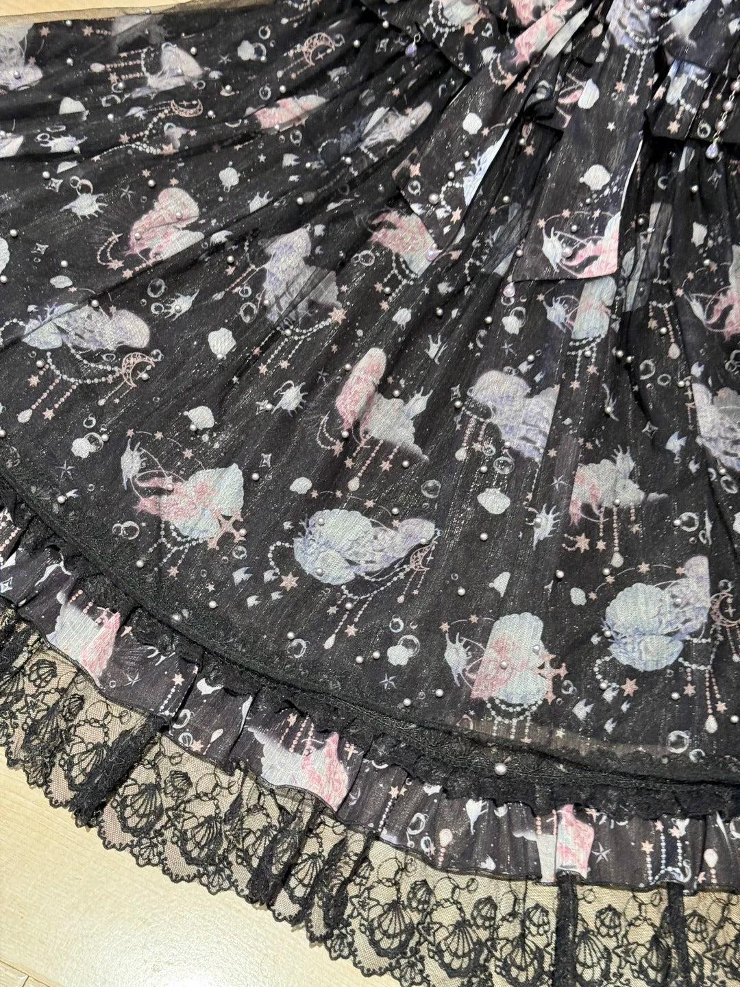 Dreaming of the Sea Mini High-Waist Black Ocean Jellyfish Lolita JSK