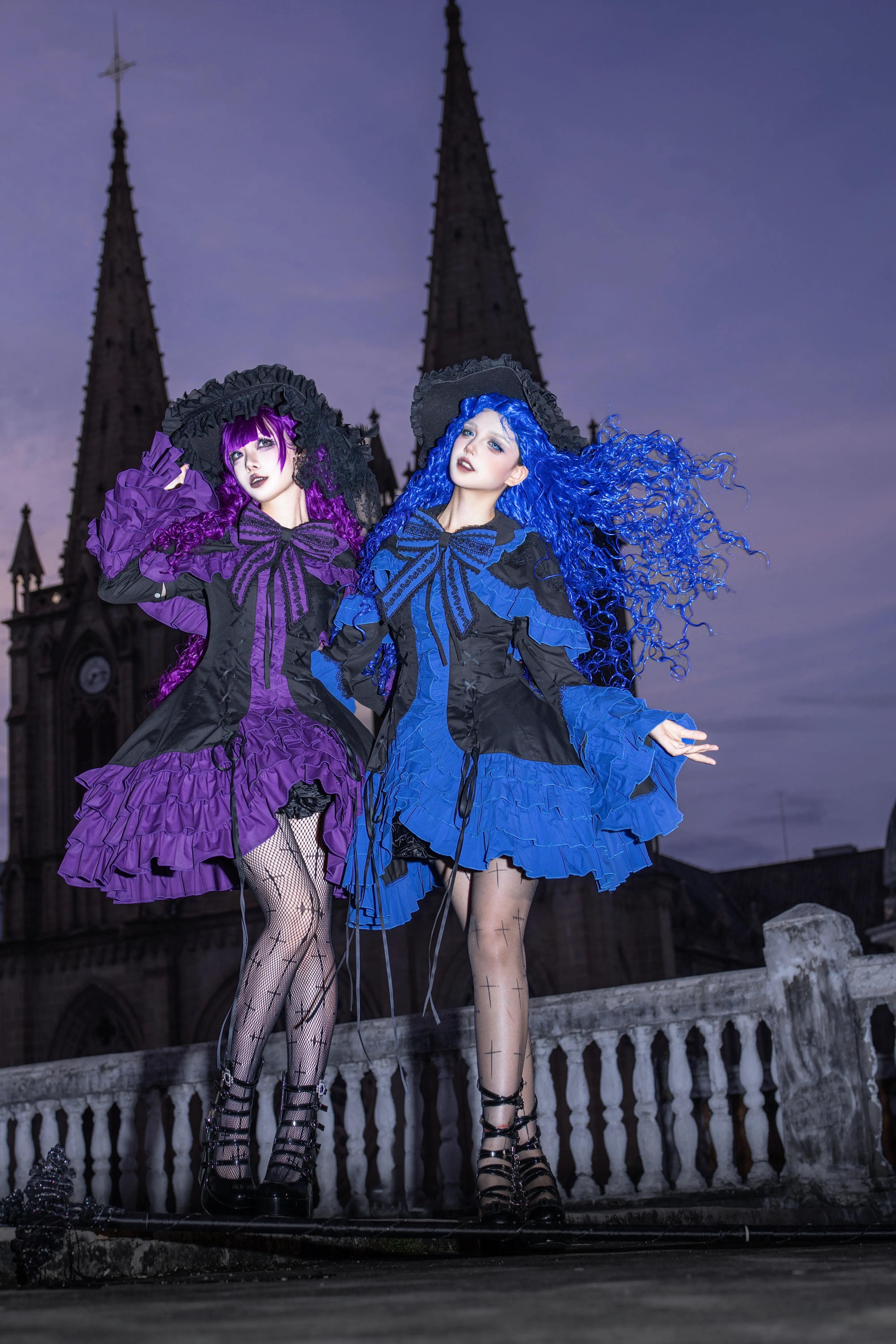 Dark Gothic Doll Twin Stars Lolita Blue OP Dress