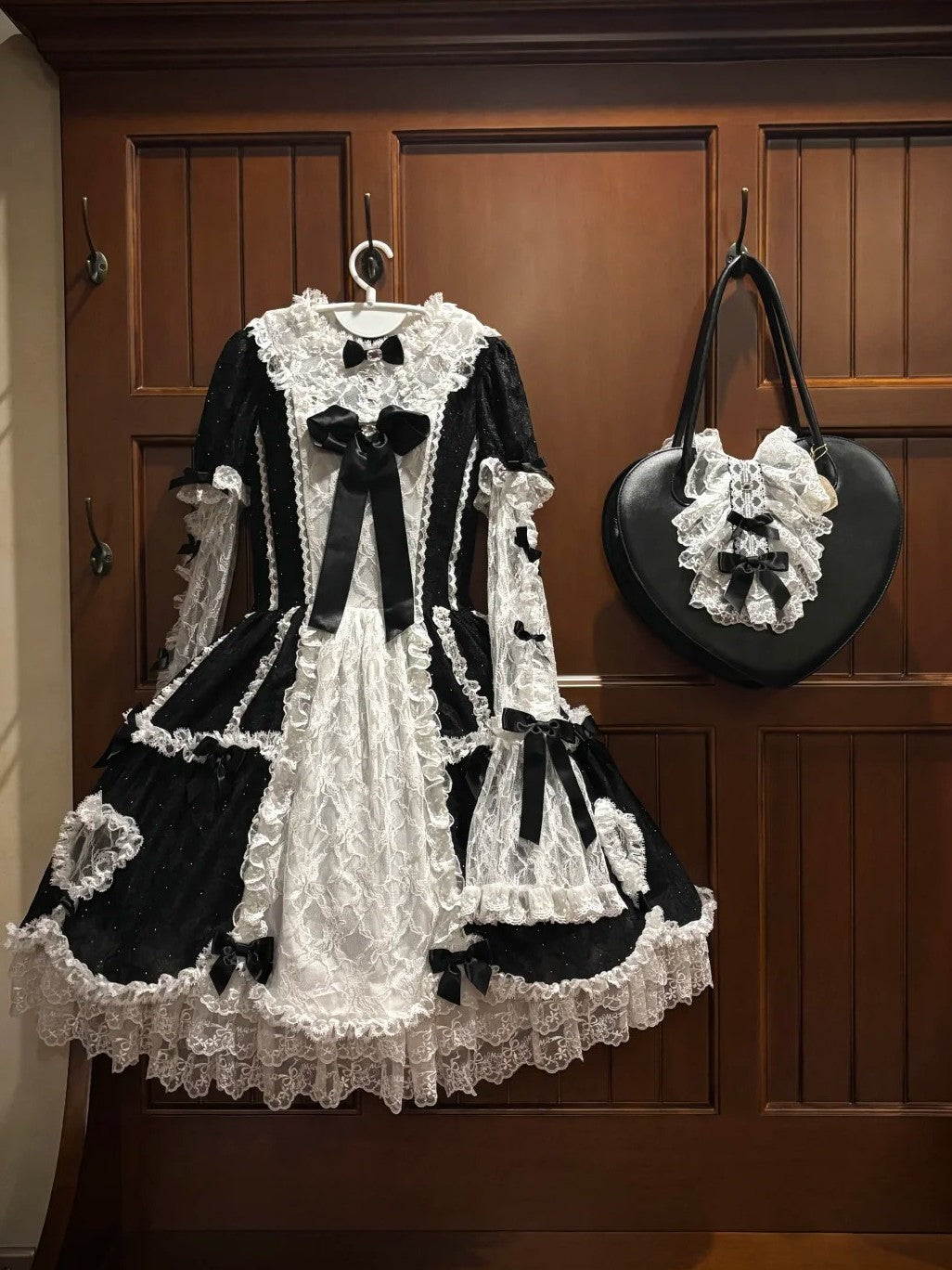 Lacy Doll Black Rhinestone Lace Gorgeous Lolita OP