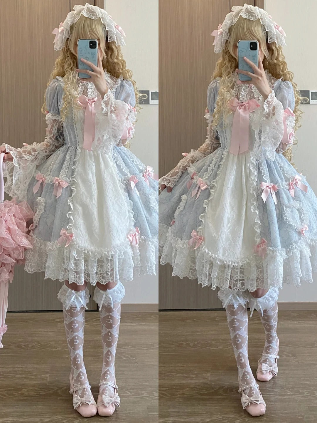 Lacy Doll Blue Rhinestone Lace Gorgeous Lolita OP