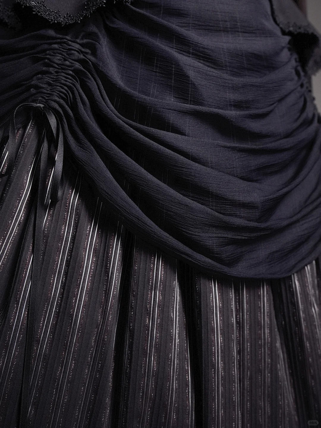 Stripe Diary Dark Academia Gothic Lolita Top and Skirt Set