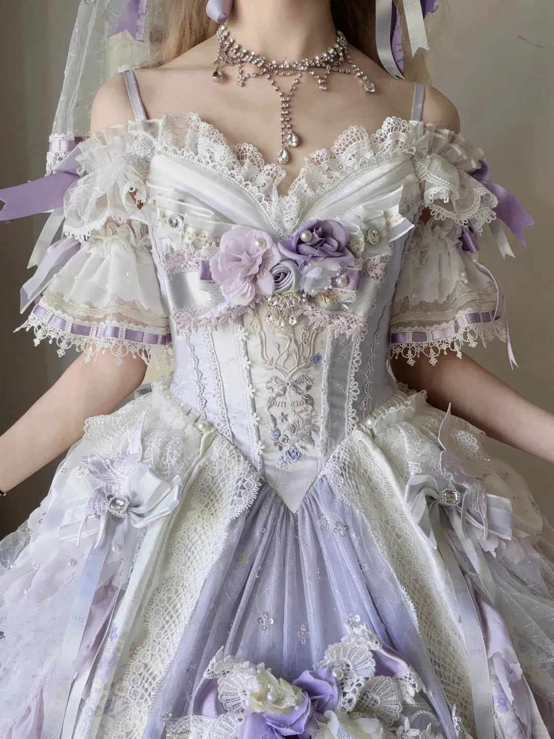 Elegant Floral Bridal Gorgeous Hanayome Style Lolita Dress
