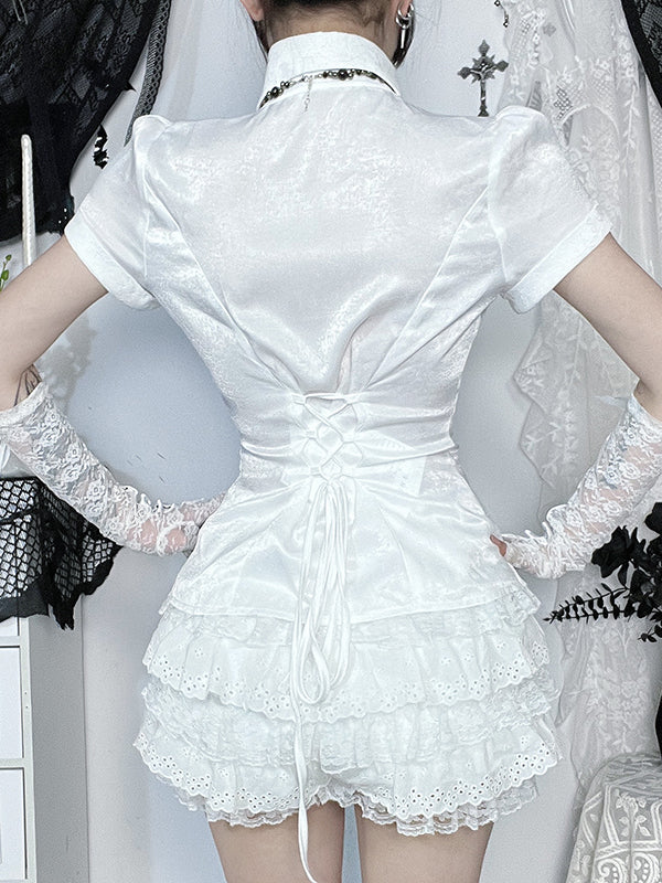 Lolita White Vintage Gothic Outfit LG1043