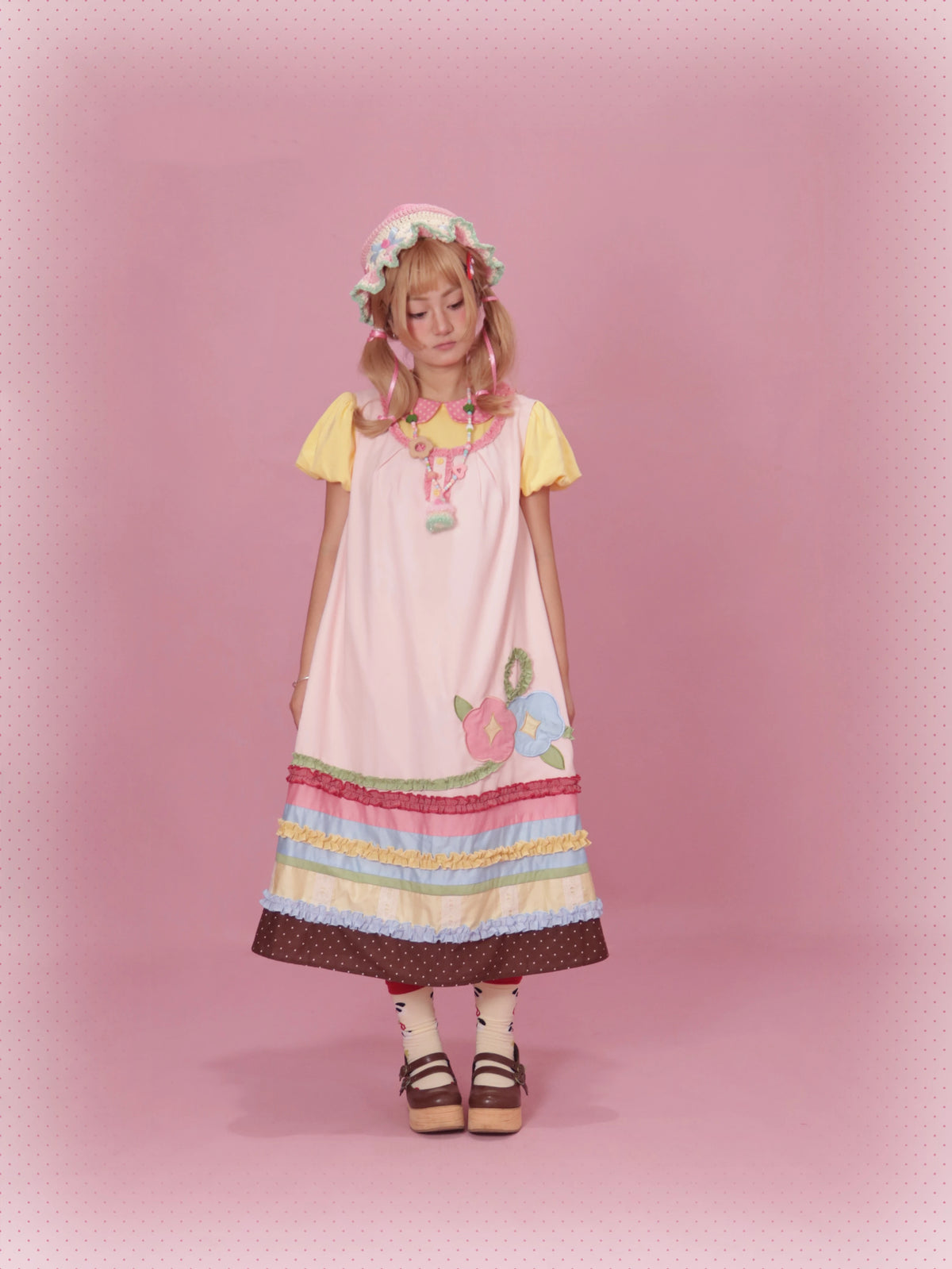 Morning Glory Embroidery Lolita Taisho Style Spliced Jumper Skirt
