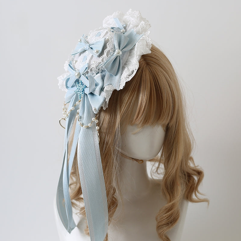 Lolita Classic Mini Top Hat Hair Clip with Bows