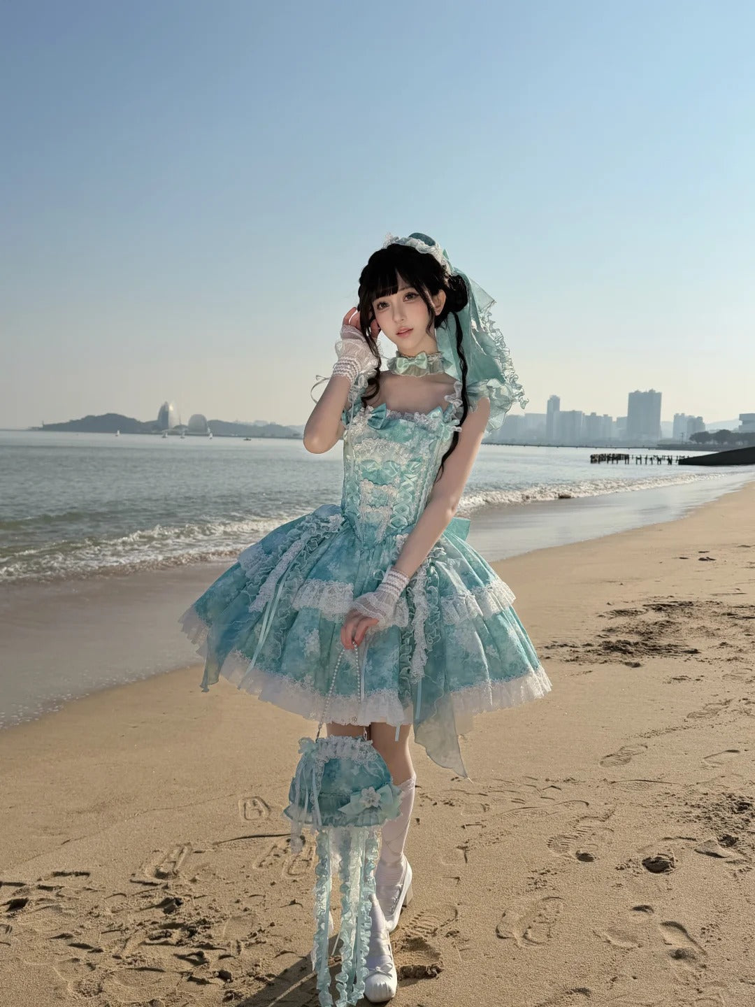 Jellyfish Pear Blossom Daily Lolita Blue JSK Dress