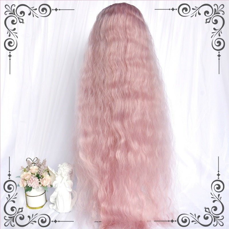 Long Berry Pink Princess Long Curls Wavy Wig