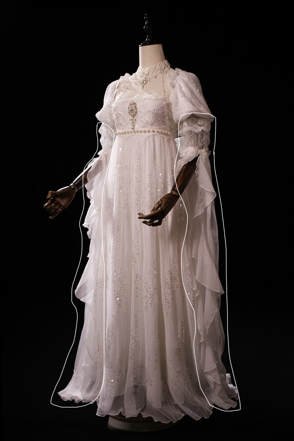 Bright Moonlight Lolita Empire Style Satin Long OP Dress