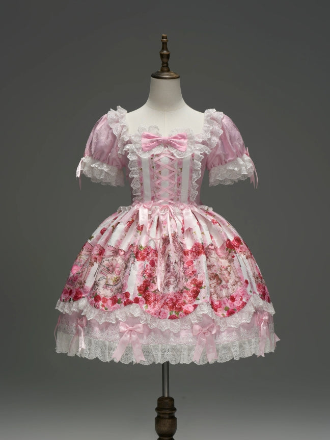Rose Wall Sweet Lolita OP JSK Suspender Dress