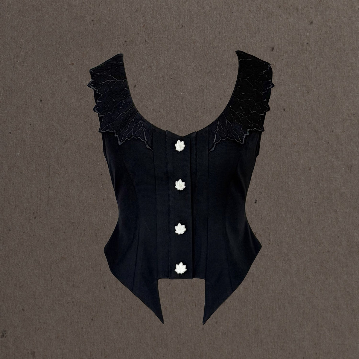 Fallen Leaves on Asphalt Lolita Classic Style Print Waistcoat 3-Piece Set