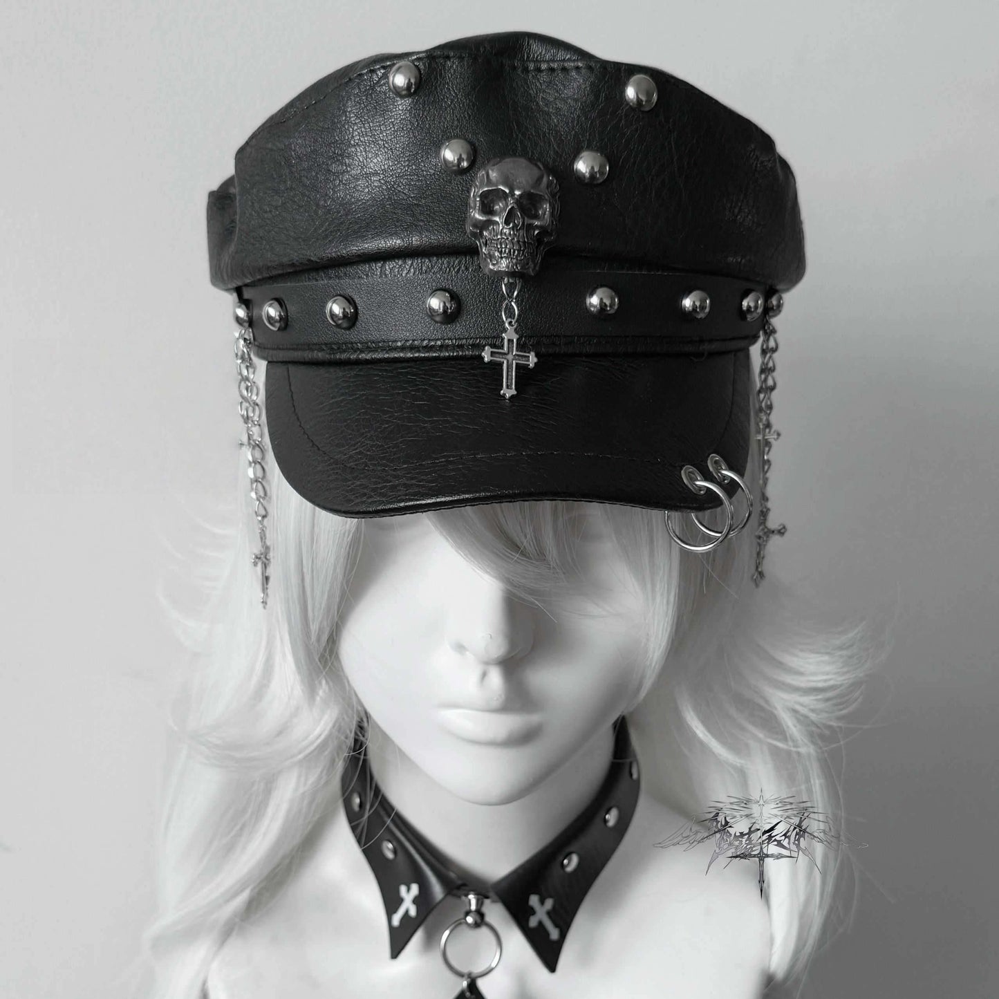 Y2K Goth Rivet Flat Top Cap LE6007