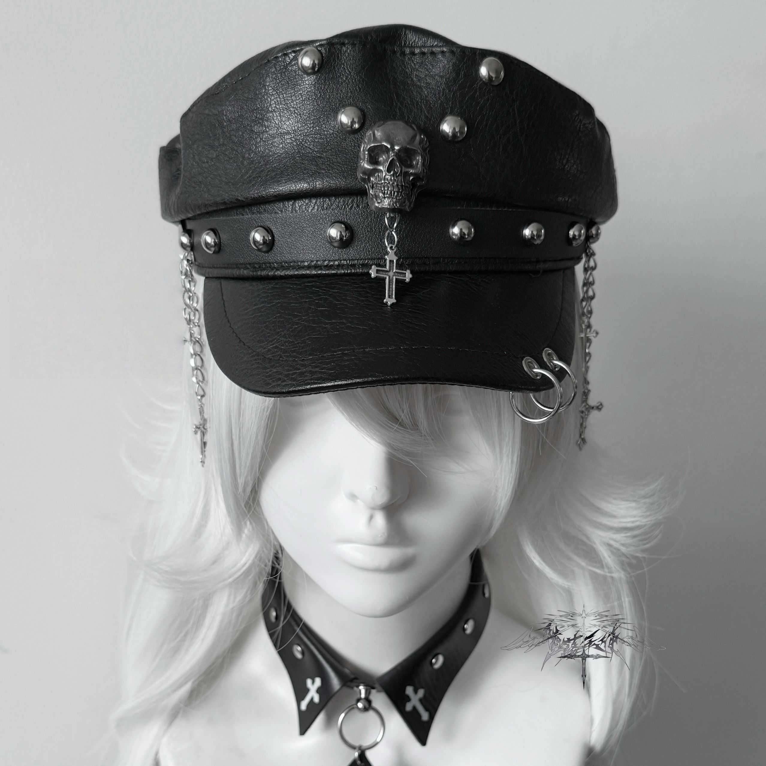 Y2K Goth Rivet Flat Top Cap