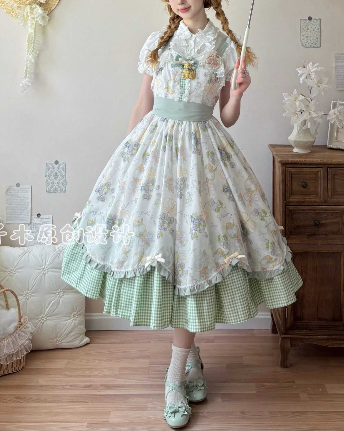 Lolita Blueberry Print Long JSK Dress LC1007