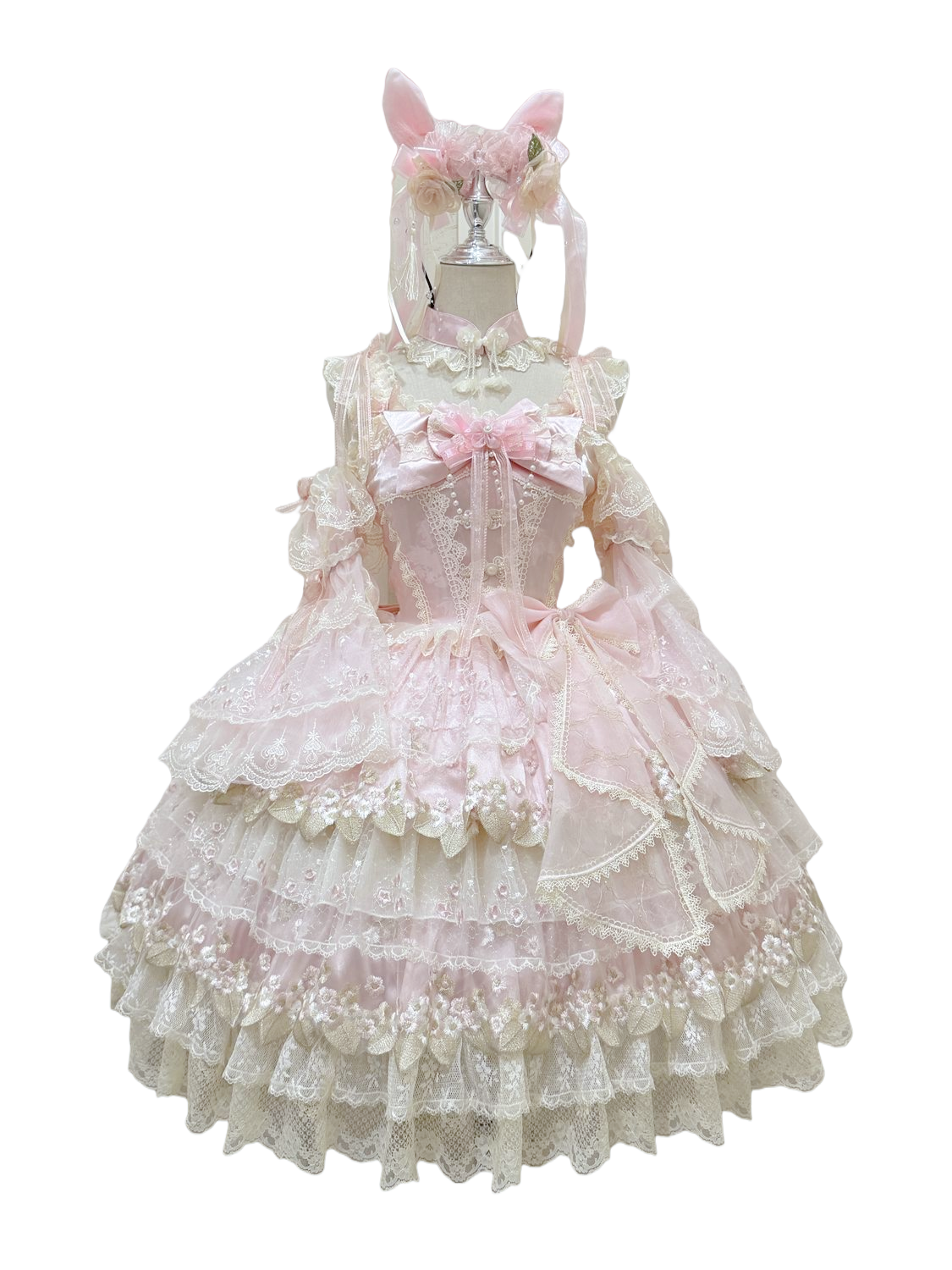 Lolita Pink Intricate Lace Embroidered JSK Dress LS1003