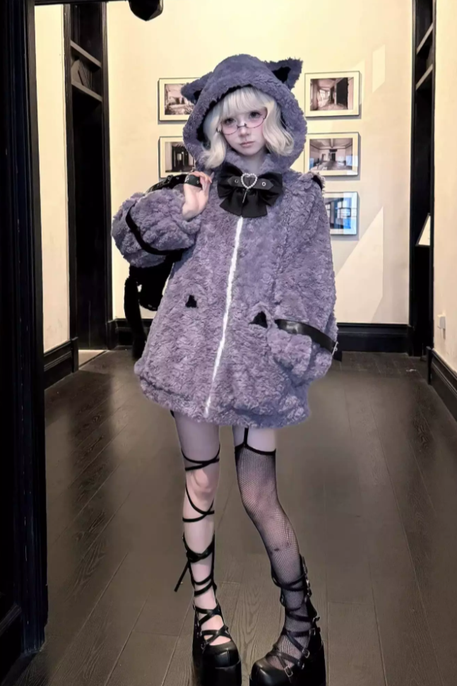 Earthquake Kitty Fluffy Cat Ear J-Style Sweet Cool Lolita Outwear