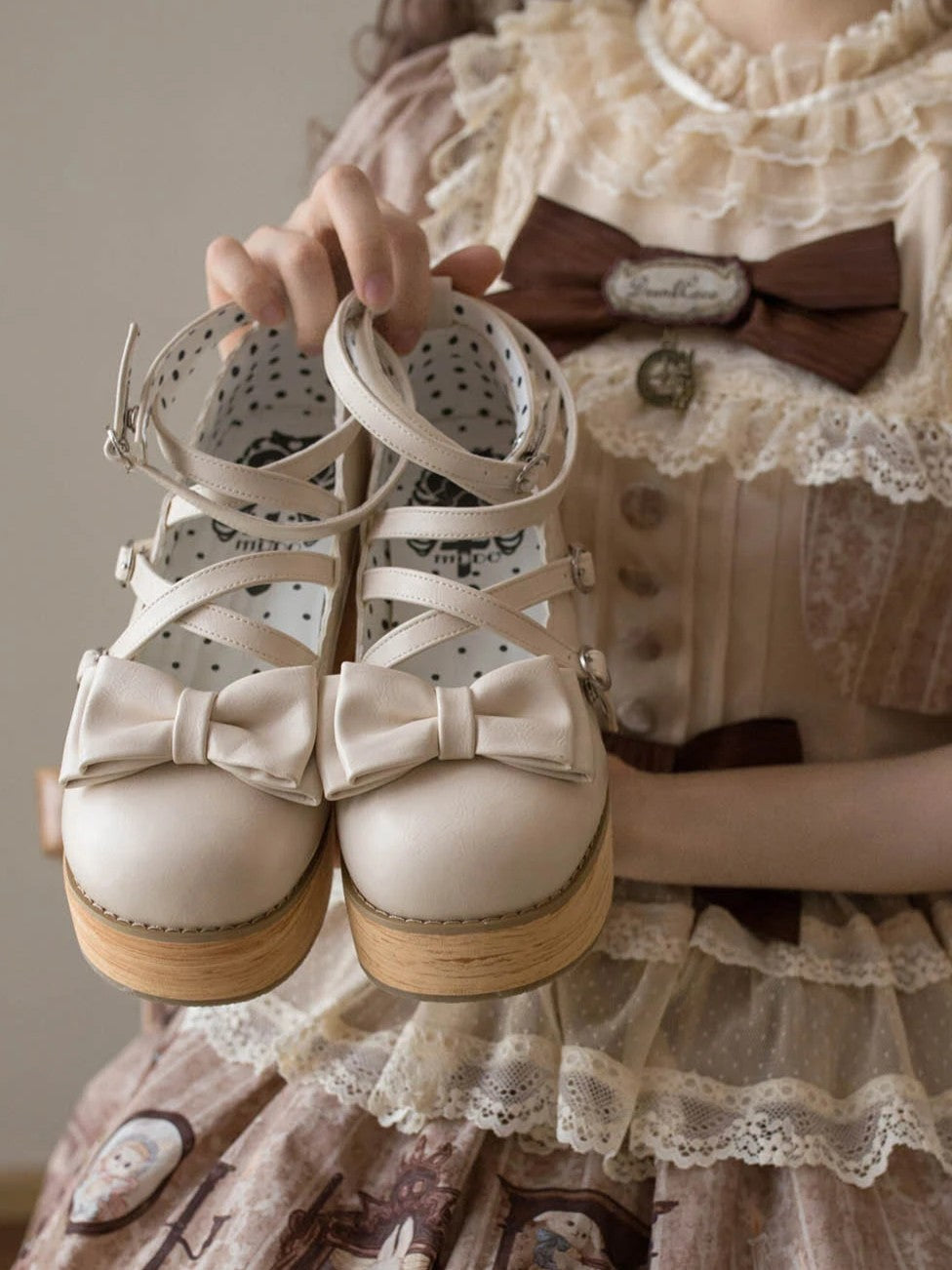 Brown‑Tone Tarta Tower Lolita Round‑Toe Chunky Platform Shoes