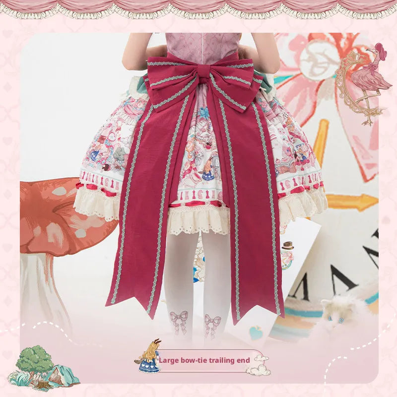 Cat Alice Fantasy Dreamland Lolita OP Sweet Kawaii Wonderland Print