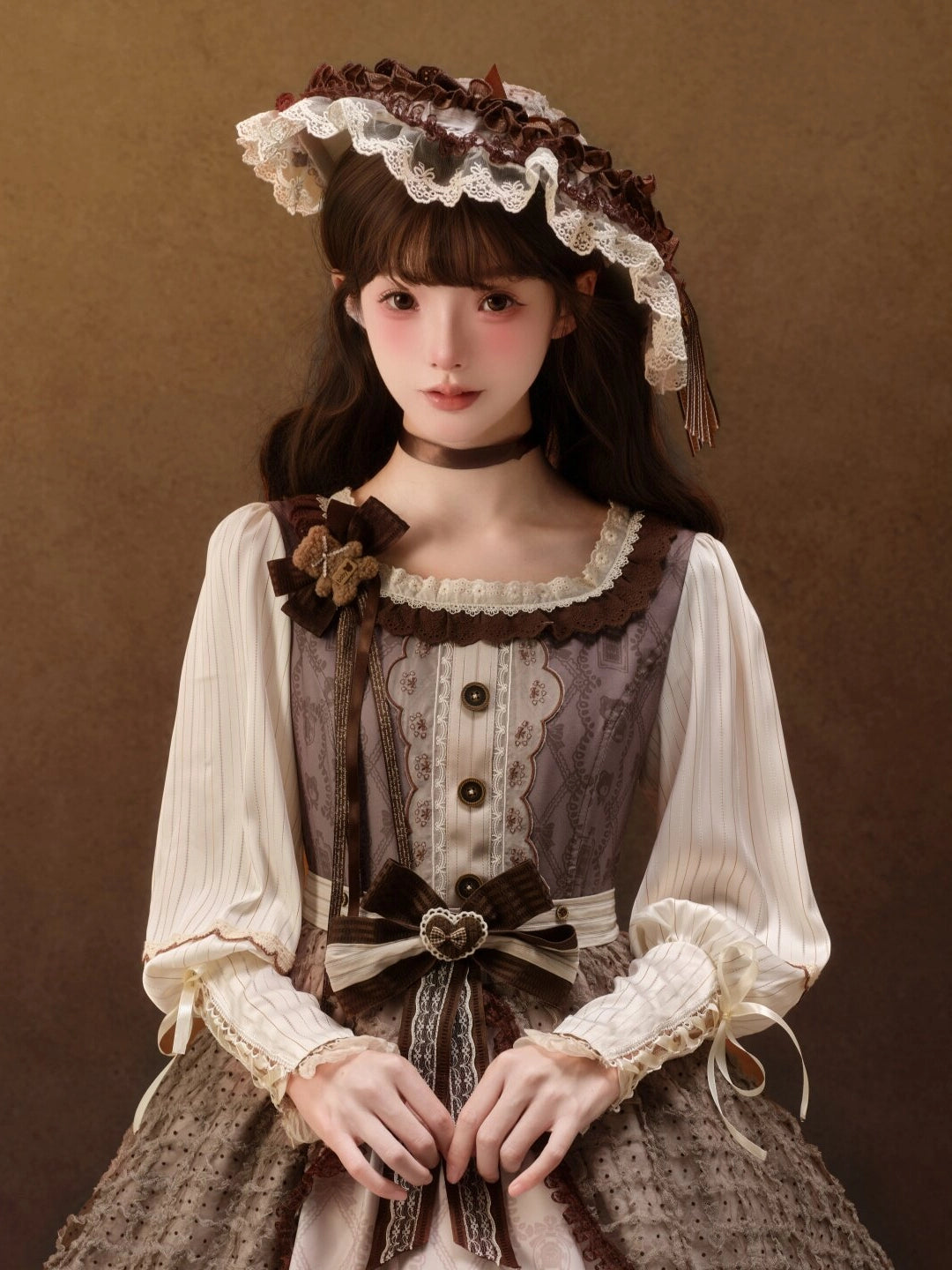 Fula Bear's Perfume Shop Lolita Vintage Bear Print OP Dress
