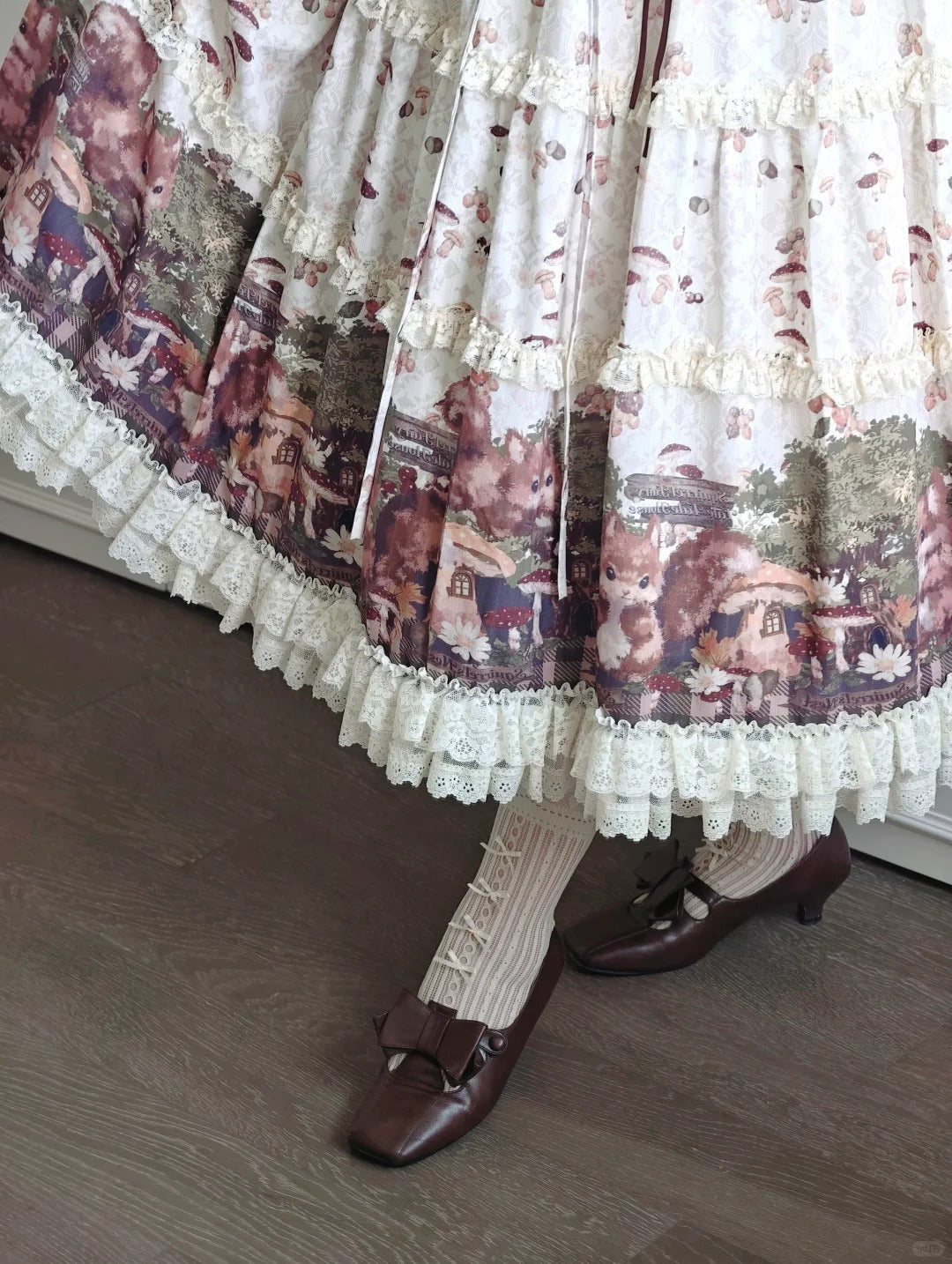 Magic Telegram Squirrel Fairytale Cottage Lolita Long OP