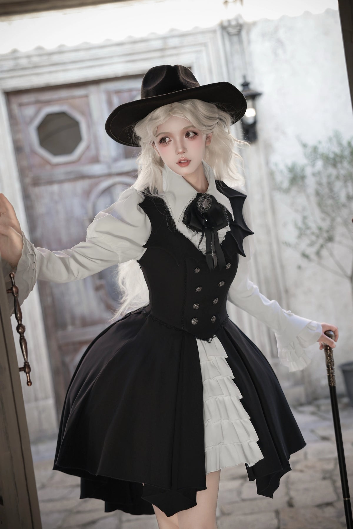Bat Butler Black Gothic Lolita Corset JSK and Blouse Set