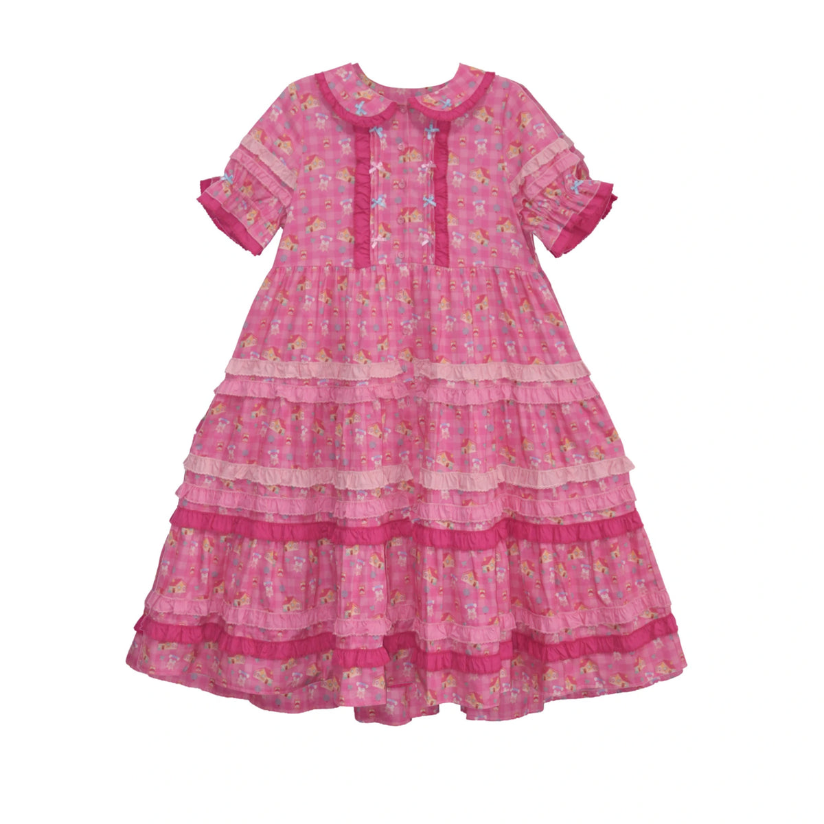 Maiden Tulle Lolita Pink & White Two-tone Spliced Overdress Dress Set