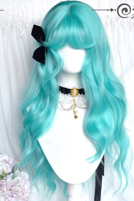 Lolita Miku Inspired Long Curly Mint Green Y2K Wig