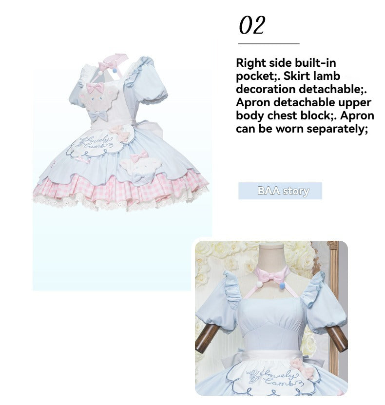 Lolita Kawaii Lamb Puff Sleeves OP Dress LS1014