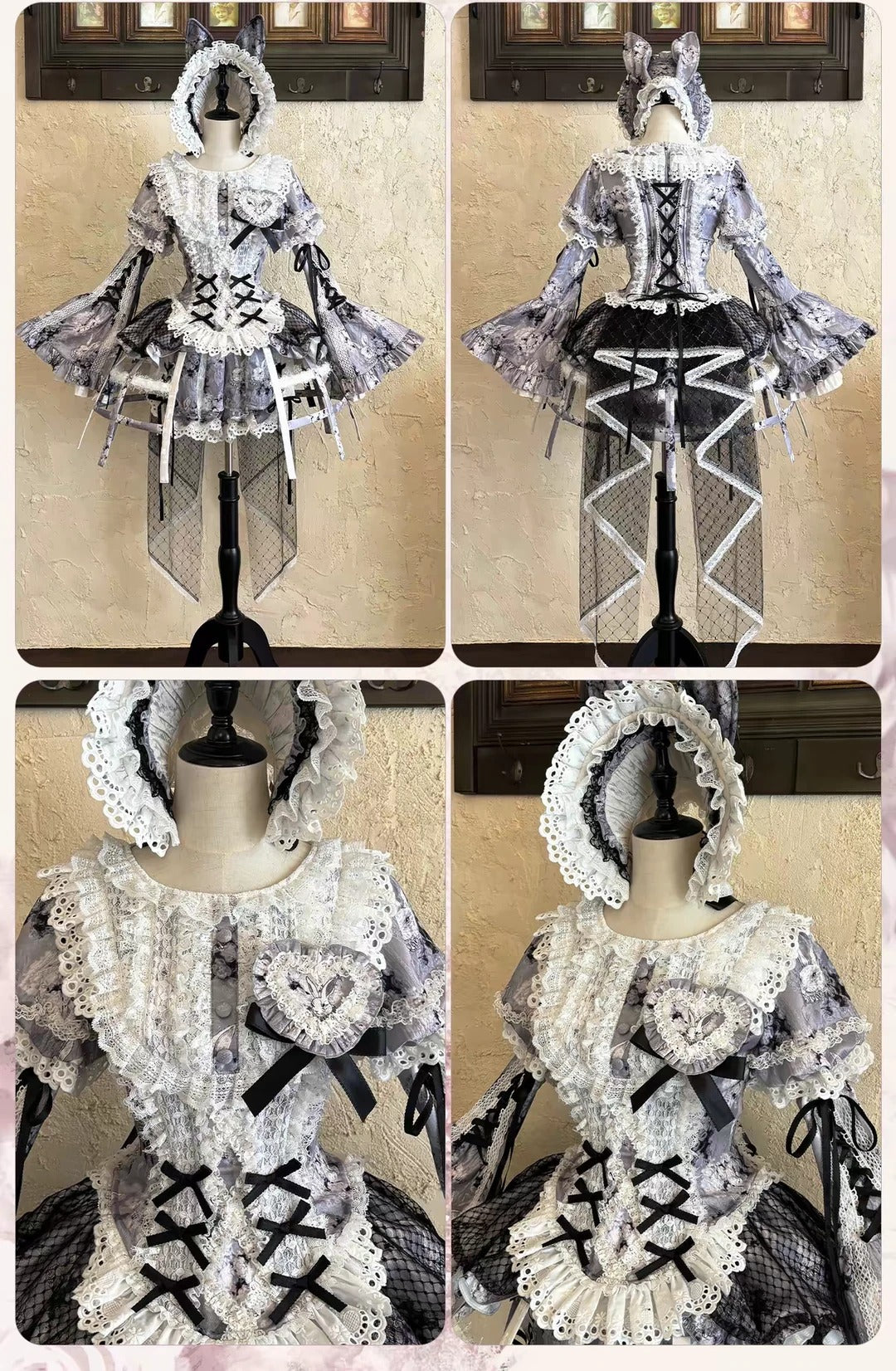 Castle Bunny Lolita Vintage Doll‑Like Two‑Piece Black Set