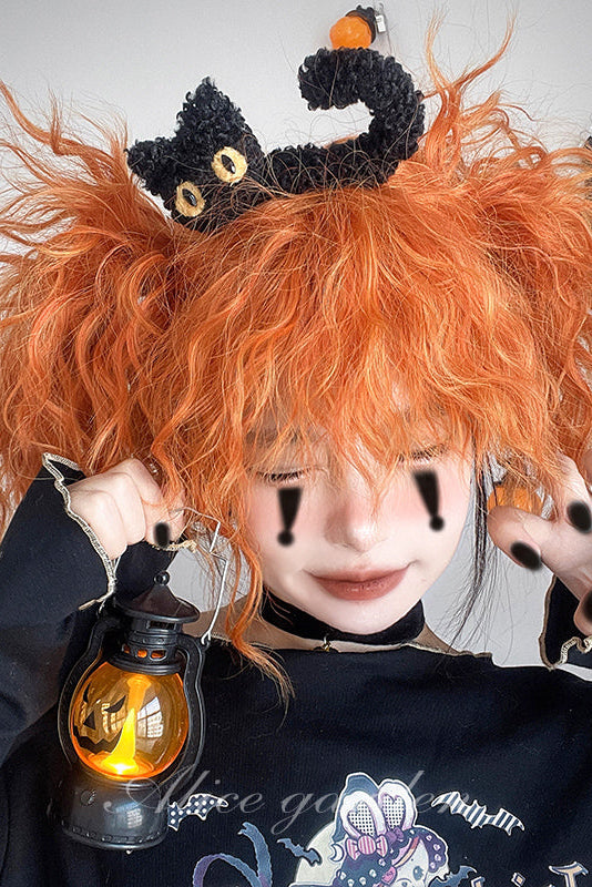 Halloween Pumpkin Orange Short Curly Wig